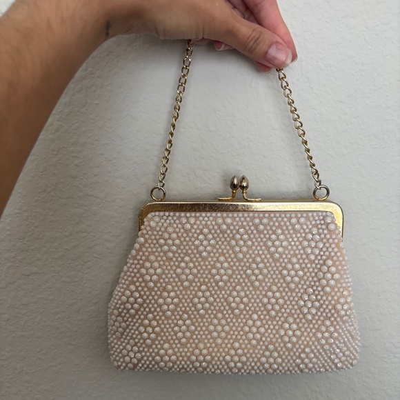 Vintage cream clutch bag - Picture 1 of 6